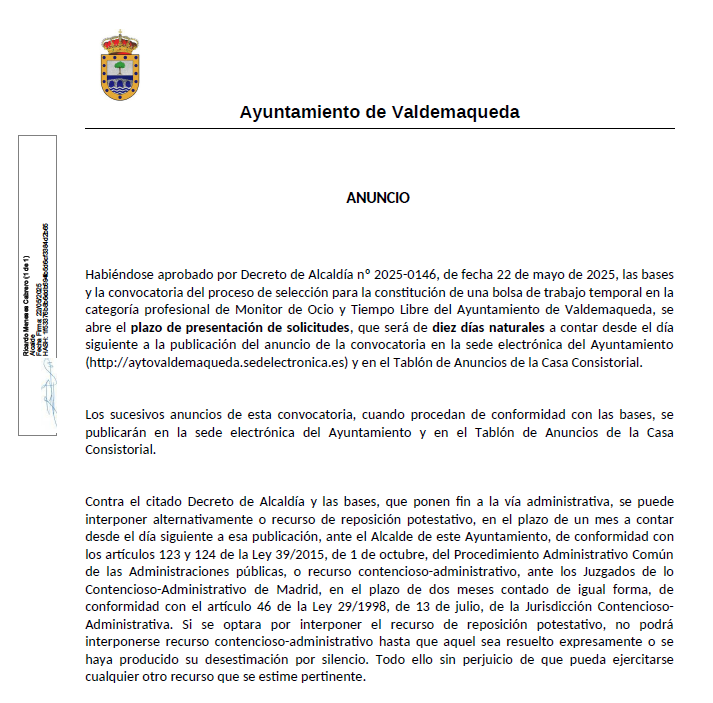 Bases y convocatoria del proceso de selección para la constitución de una bolsa de trabajo temporal en la categoría profesional de Monitor de Ocio y Tiempo Libre